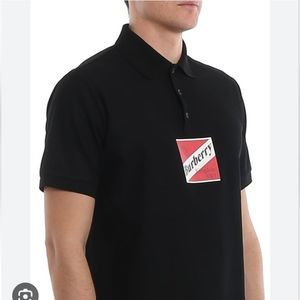 Mens Burberry collared button Polo